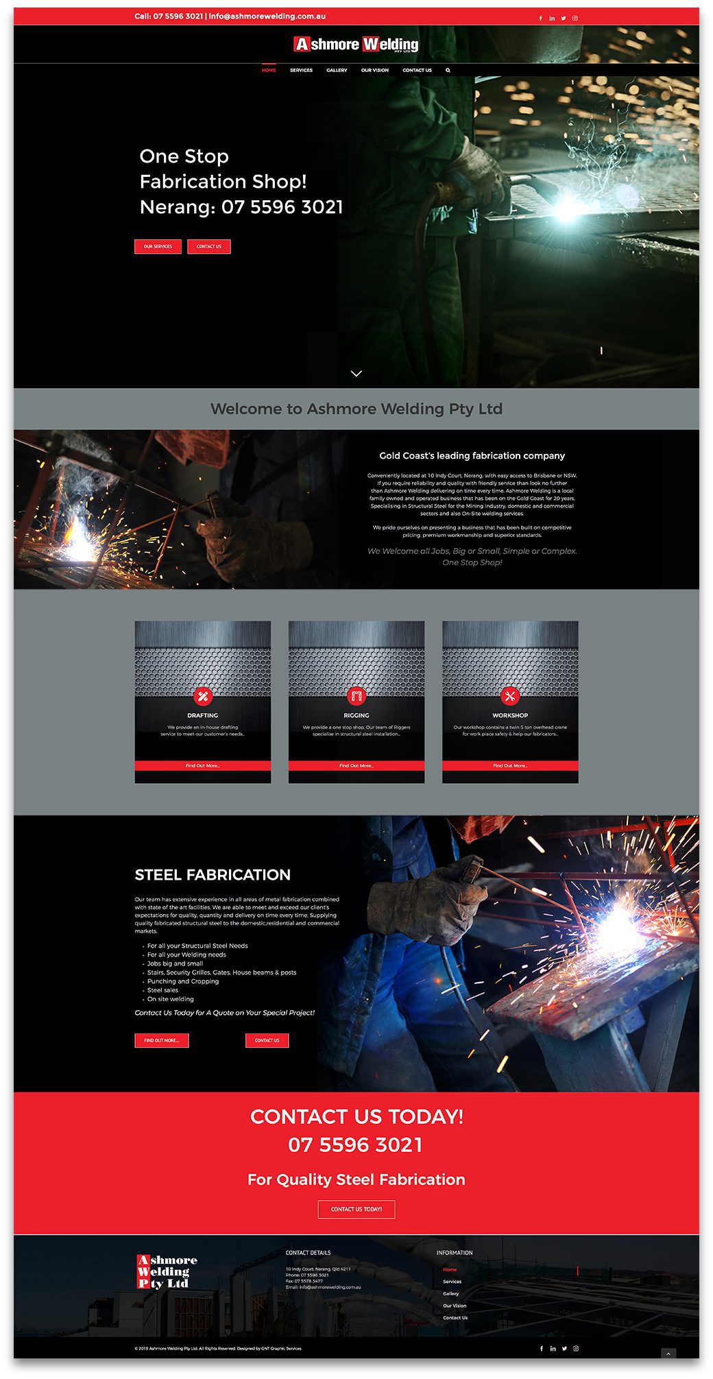 Ashmore Welding Website deigned & built by GNT Graphic Services
