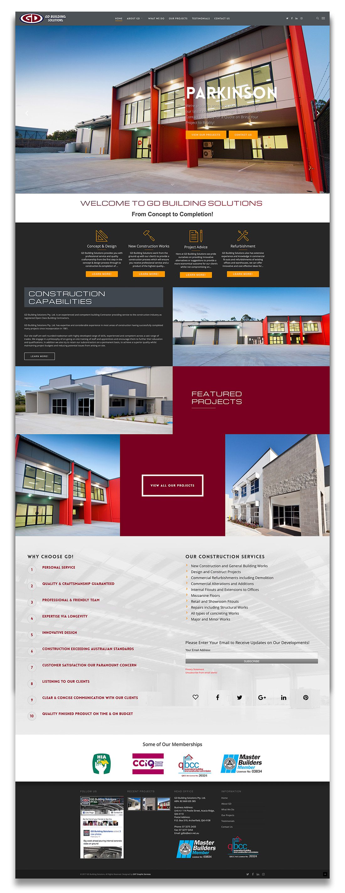 GD Building Solutions Website deigned & built by GNT Graphic Services