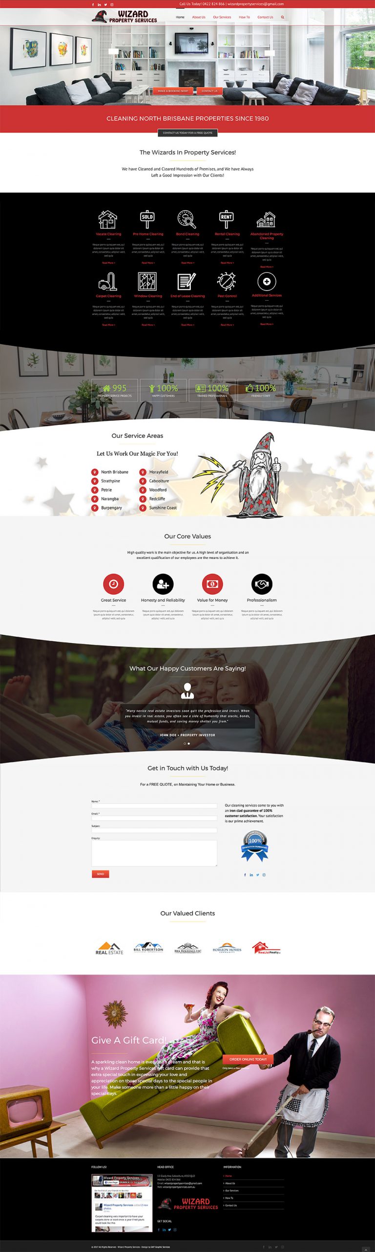 Wizard Property Services Website deigned & built by GNT Graphic Services