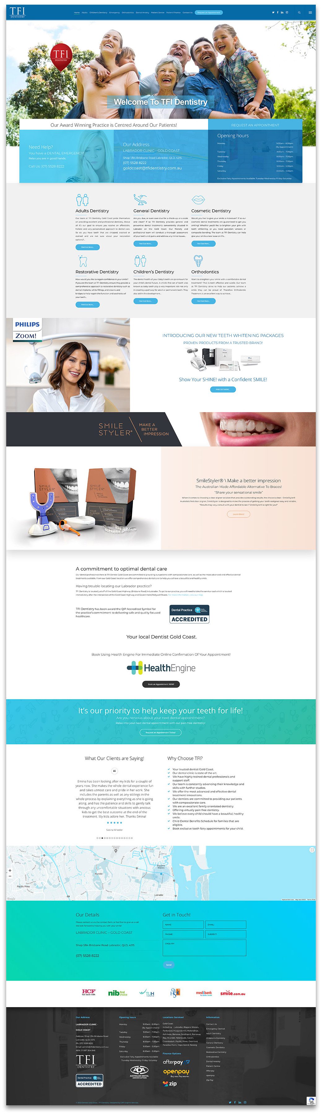 TFI Dentistry Website deigned & built by GNT Graphic Services