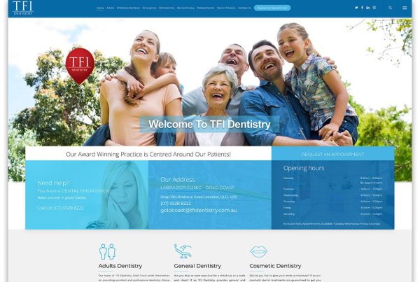 TFI Dentistry Website deigned & built by GNT Graphic Services