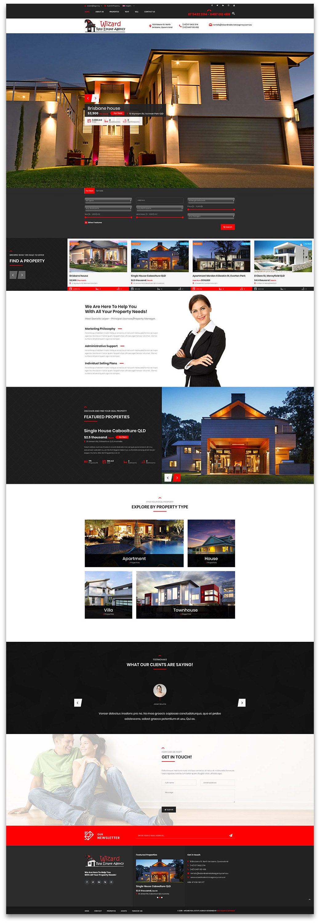 Wizard Real Estate Website deigned & built by GNT Graphic Services
